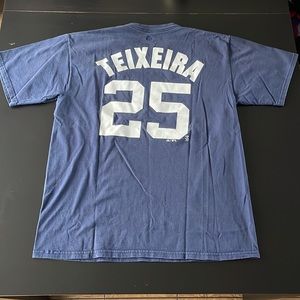 New York Yankees, Men’s T-shirt, Mark Teixeira #25, L, Blue/White.